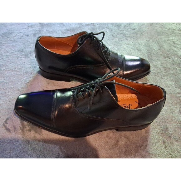 Florsheim Black Leather Lace Up Oxford Men Size 8D Postino Plain Toe Memory Foam